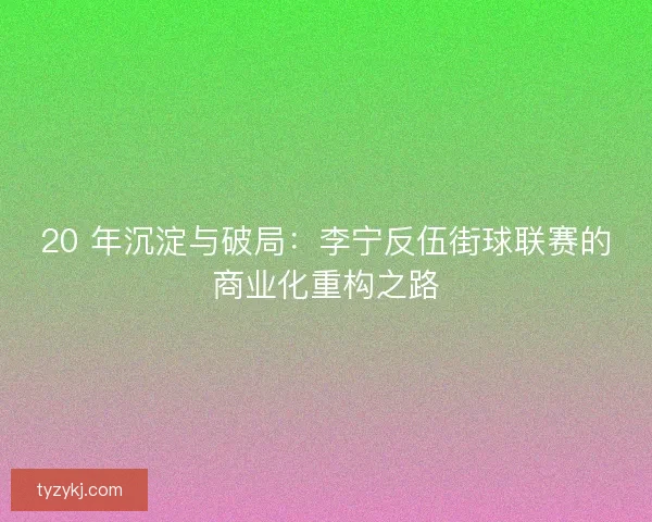 20 年沉淀与破局：李宁反伍街球联赛的商业化重构之路