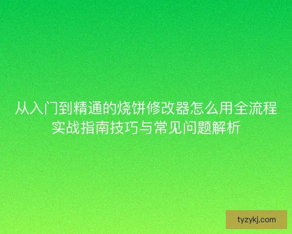 从入门到精通的烧饼修改器怎么用全流程实战指南技巧与常见问题解析 从入门到精通的烧饼修改器怎么用全流程实战指南技巧与常见问题解析
