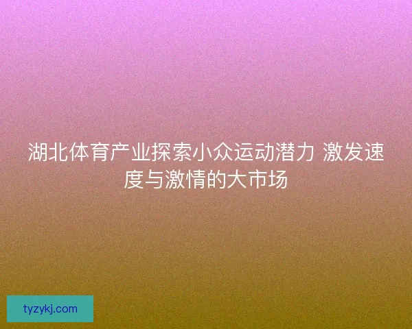 湖北体育产业探索小众运动潜力 激发速度与激情的大市场